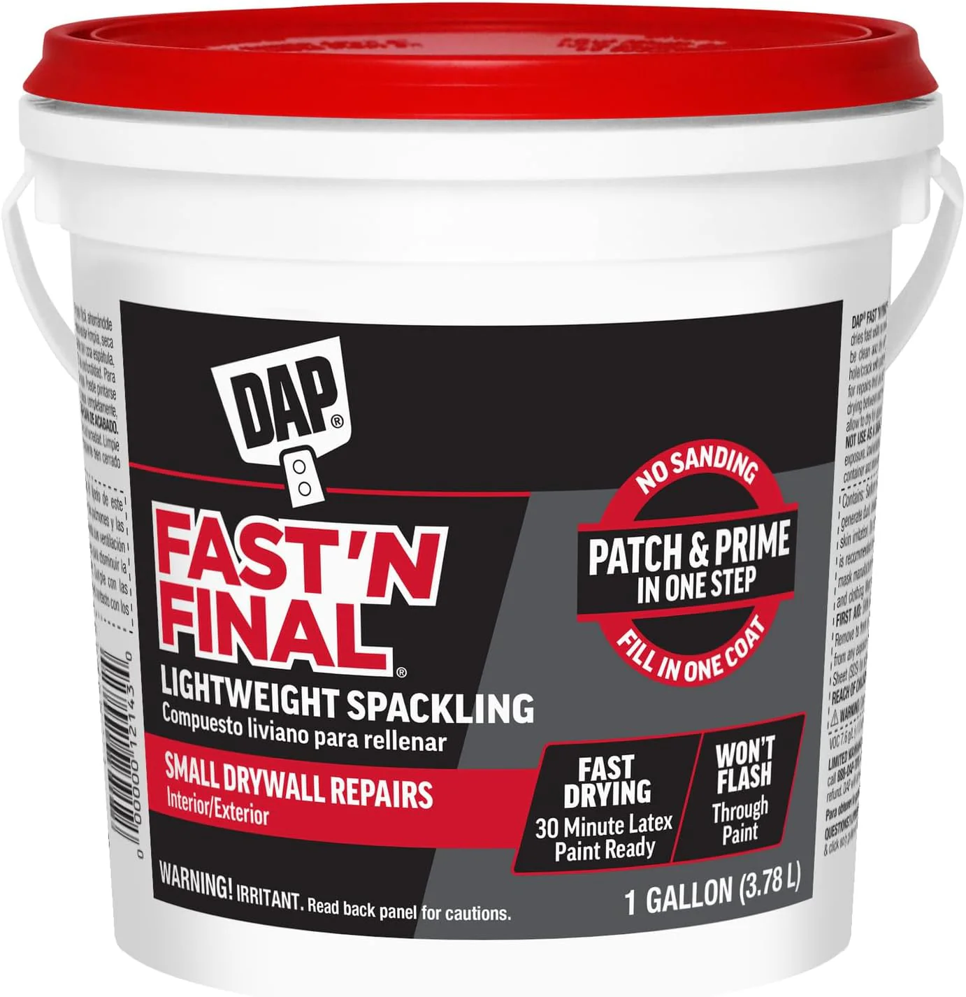 DAP (12143) Fast'N Final, White Lightweight Spackling, 1 Gallon, Interior and Exterior - Image 2