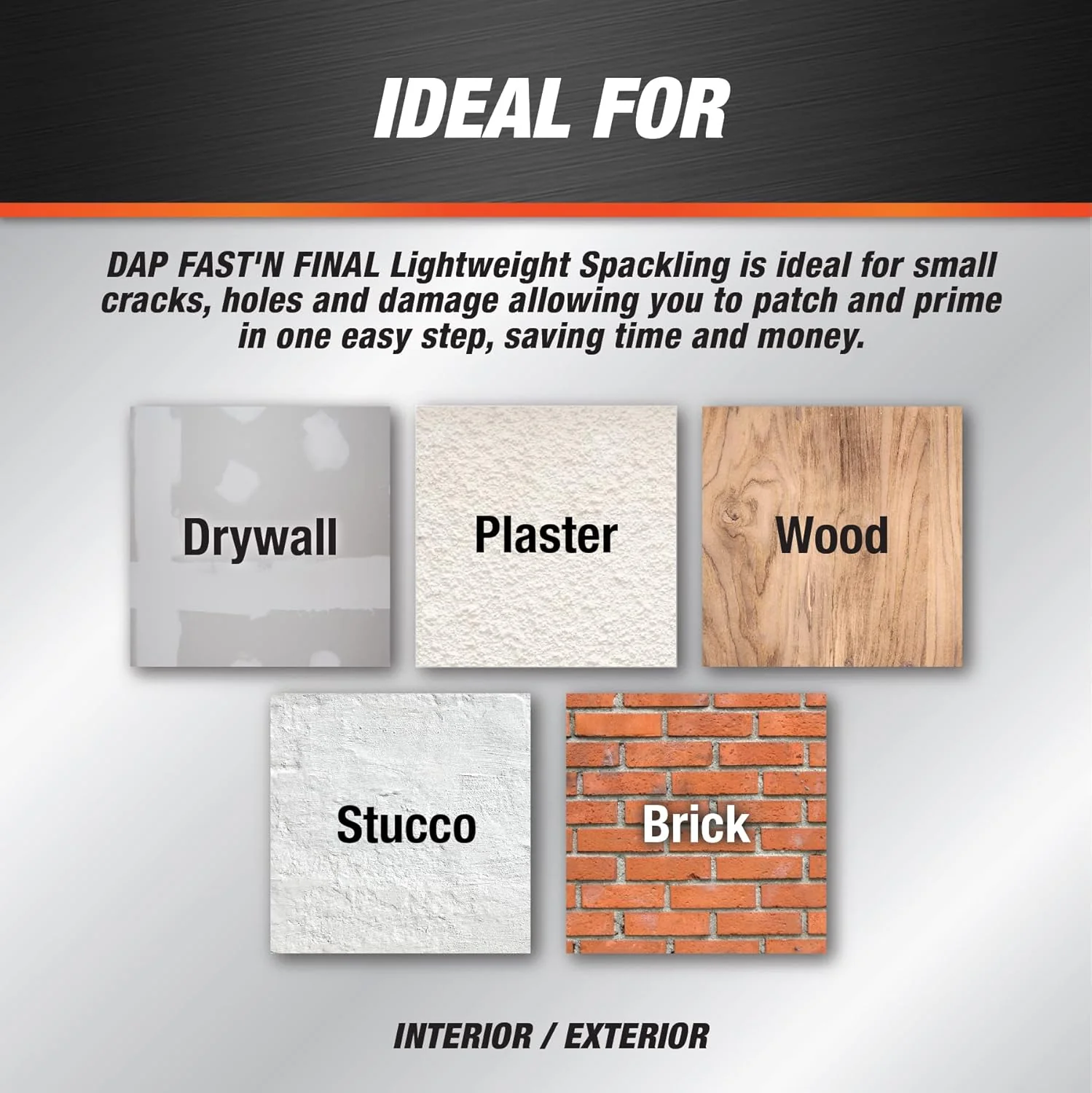 DAP (12143) Fast'N Final, White Lightweight Spackling, 1 Gallon, Interior and Exterior - Image 5