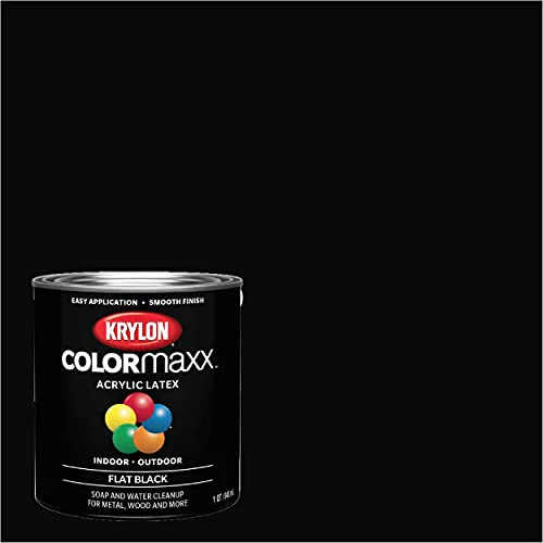 1 qt Krylon K05647007 Black COLORmaxx Paint & Primer, Flat - Image 2