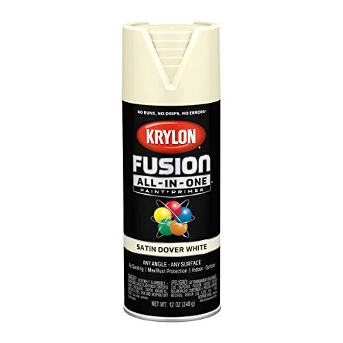 12 oz Krylon K02737007 Dover White Fusion All-In-One Paint & Primer Spray Paint, Satin