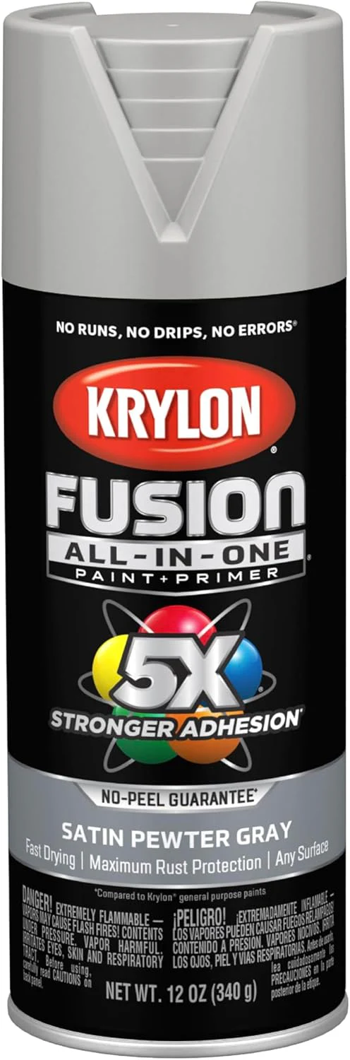 Krylon Fusion All-In-One Adhesive Spray Paint for Indoor/Outdoor Use, 12 oz, Pewter Gray (Pack of 1) - Image 2