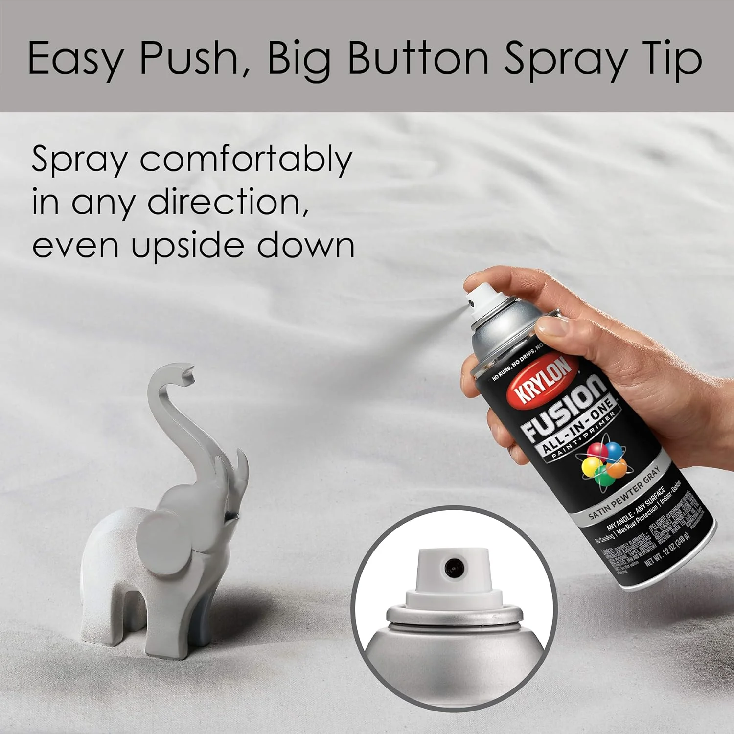 Krylon Fusion All-In-One Adhesive Spray Paint for Indoor/Outdoor Use, 12 oz, Pewter Gray (Pack of 1) - Image 5
