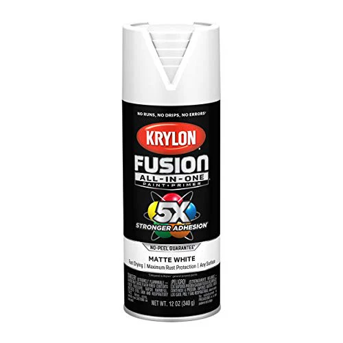 12 oz Krylon K02764007 White Fusion All-In-One Paint & Primer Spray Paint, Matte