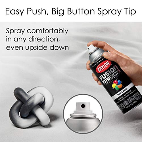 12 oz Krylon K02764007 White Fusion All-In-One Paint & Primer Spray Paint, Matte - Image 5