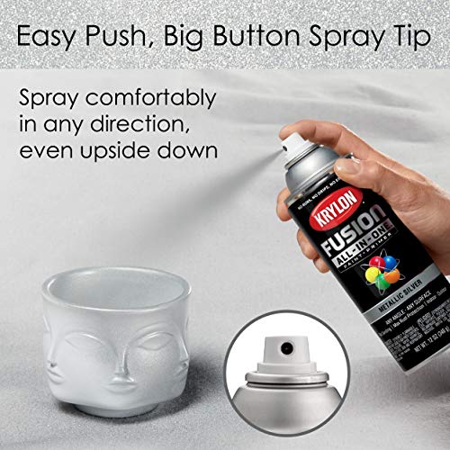 12 oz Krylon K02773007 Silver Fusion All-In-One Paint & Primer Spray Paint, Metallic - Image 5