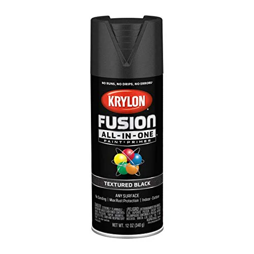 12 oz Krylon K02776007 Black Fusion All-In-One Paint & Primer Spray Paint, Textured