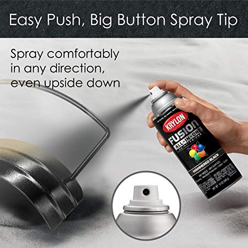 12 oz Krylon K02782007 Black Fusion All-In-One Paint & Primer Spray Paint, Hammered - Image 4