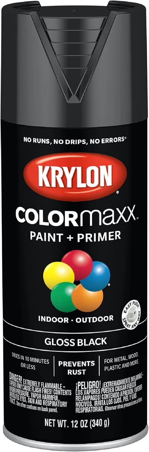 Krylon K05505007 COLORmaxx Spray Paint and Primer for Indoor/Outdoor Use, Gloss Black, 12 Ounce (Pack of 1) - Image 2