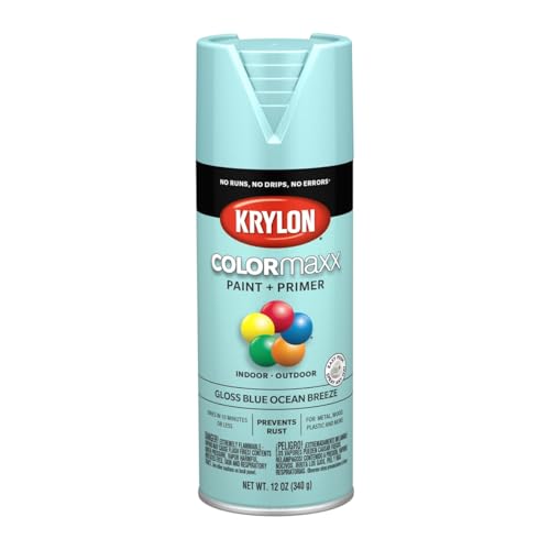 12 oz Krylon K05506007 Blue Ocean Breeze COLORmaxx Paint & Primer Spray Paint, Gloss