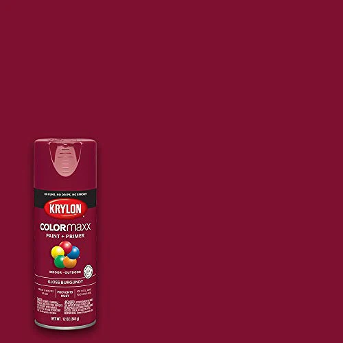12 oz Krylon K05508007 COLORmaxx Burgundy Paint & Primer Spray Paint, Gloss