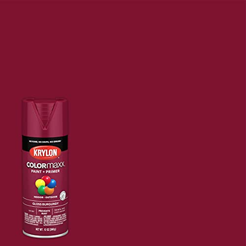 12 oz Krylon K05508007 COLORmaxx Burgundy Paint & Primer Spray Paint, Gloss - Image 2