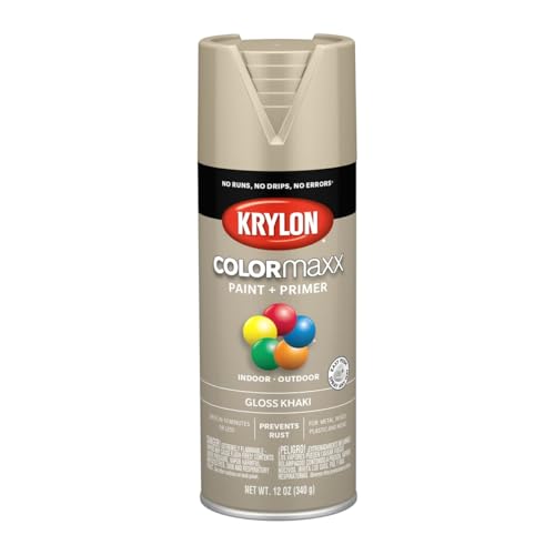 12 oz Krylon K05526007 Khaki COLORmaxx Paint & Primer Spray Paint, Gloss