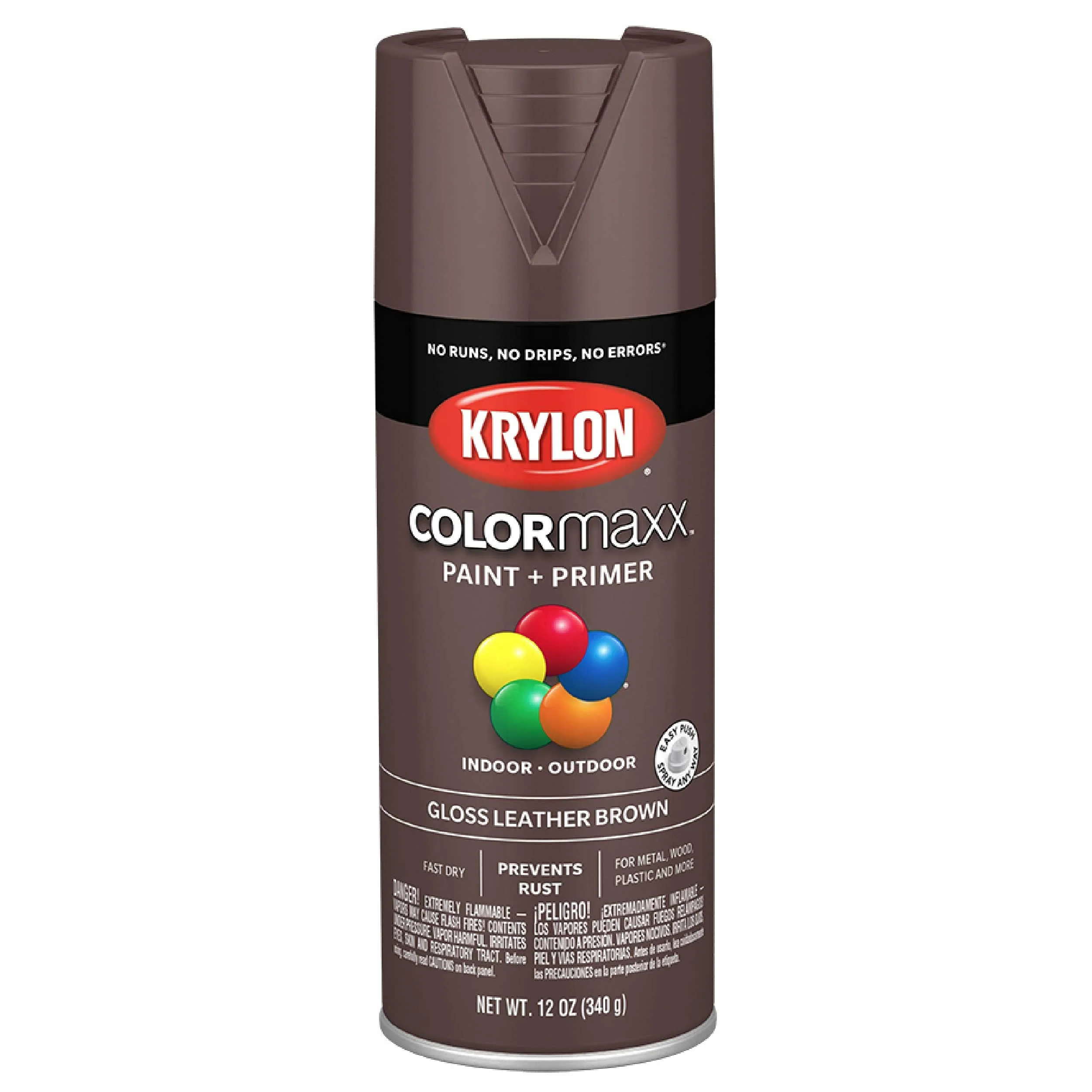 12 oz Krylon K05527007 Leather Brown COLORmaxx Paint & Primer Spray Paint, Gloss Leather Brown 12 Ounce (Pack of 1) Gloss