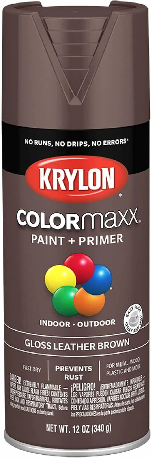 12 oz Krylon K05527007 Leather Brown COLORmaxx Paint & Primer Spray Paint, Gloss Leather Brown 12 Ounce (Pack of 1) Gloss - Image 2