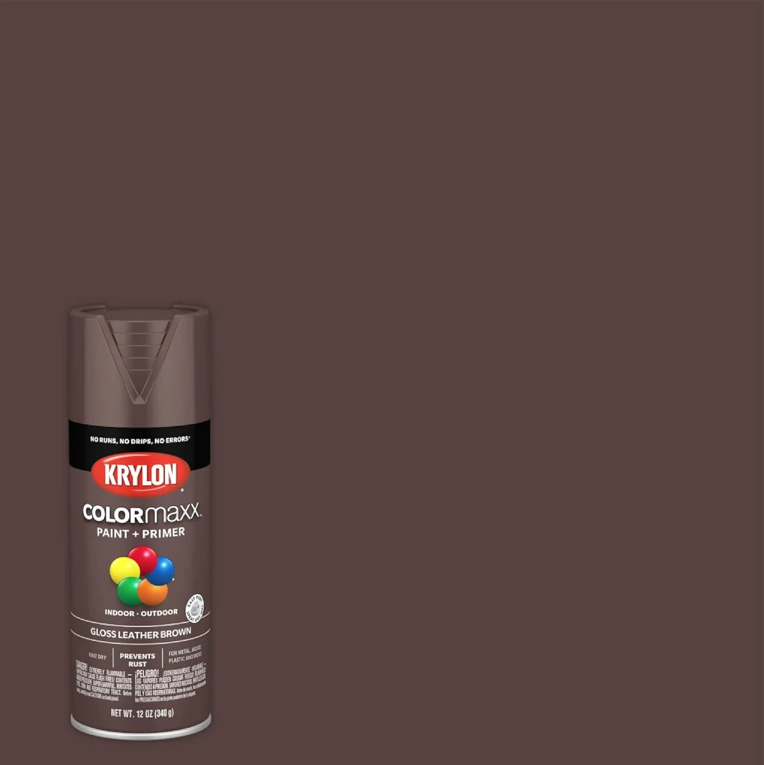 12 oz Krylon K05527007 Leather Brown COLORmaxx Paint & Primer Spray Paint, Gloss Leather Brown 12 Ounce (Pack of 1) Gloss - Image 3