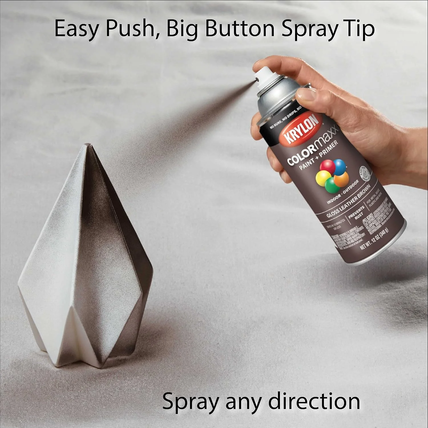 12 oz Krylon K05527007 Leather Brown COLORmaxx Paint & Primer Spray Paint, Gloss Leather Brown 12 Ounce (Pack of 1) Gloss - Image 7