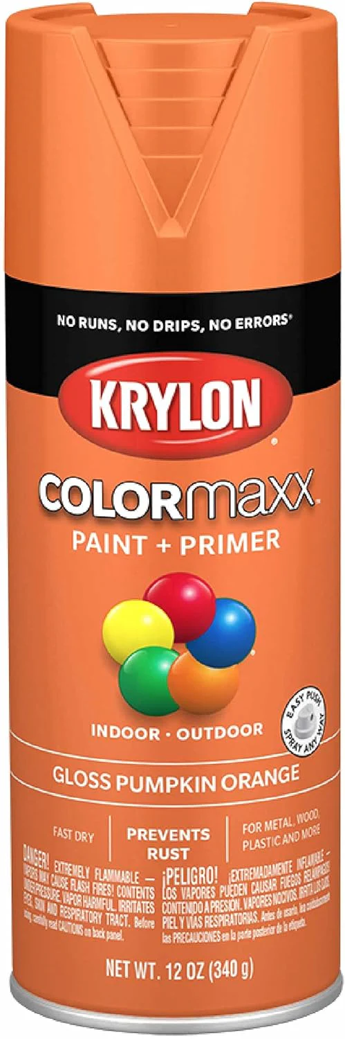 Krylon K05532007 COLORmaxx Spray Paint and Primer for Indoor/Outdoor Use, Gloss Pumpkin Orange 12 Ounce (Pack of 1) - Image 2