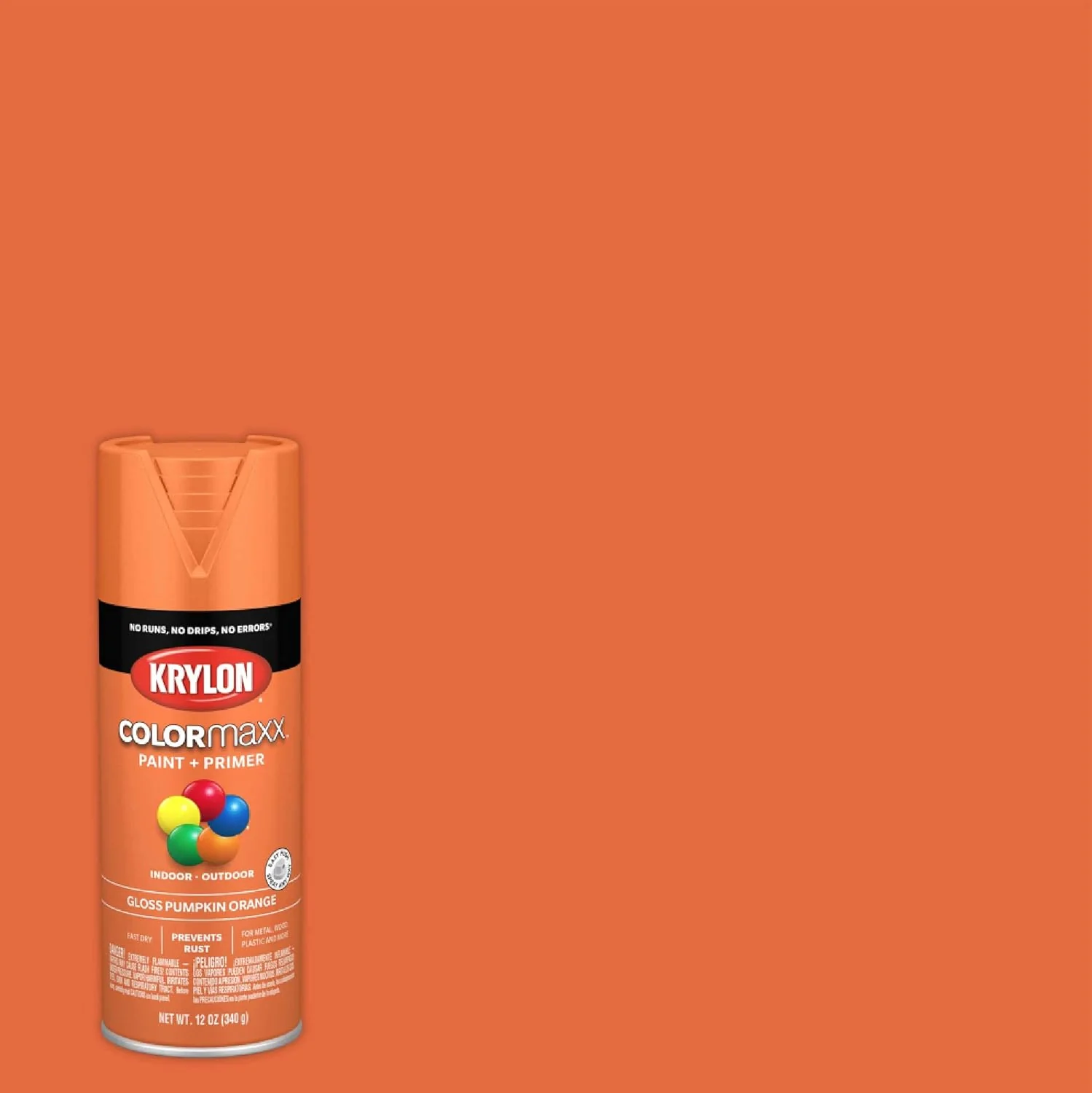 Krylon K05532007 COLORmaxx Spray Paint and Primer for Indoor/Outdoor Use, Gloss Pumpkin Orange 12 Ounce (Pack of 1) - Image 3