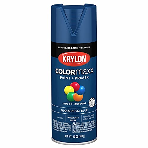 12 oz Krylon K05535007 COLORmaxx Regal Blue Paint & Primer Spray Paint, Gloss