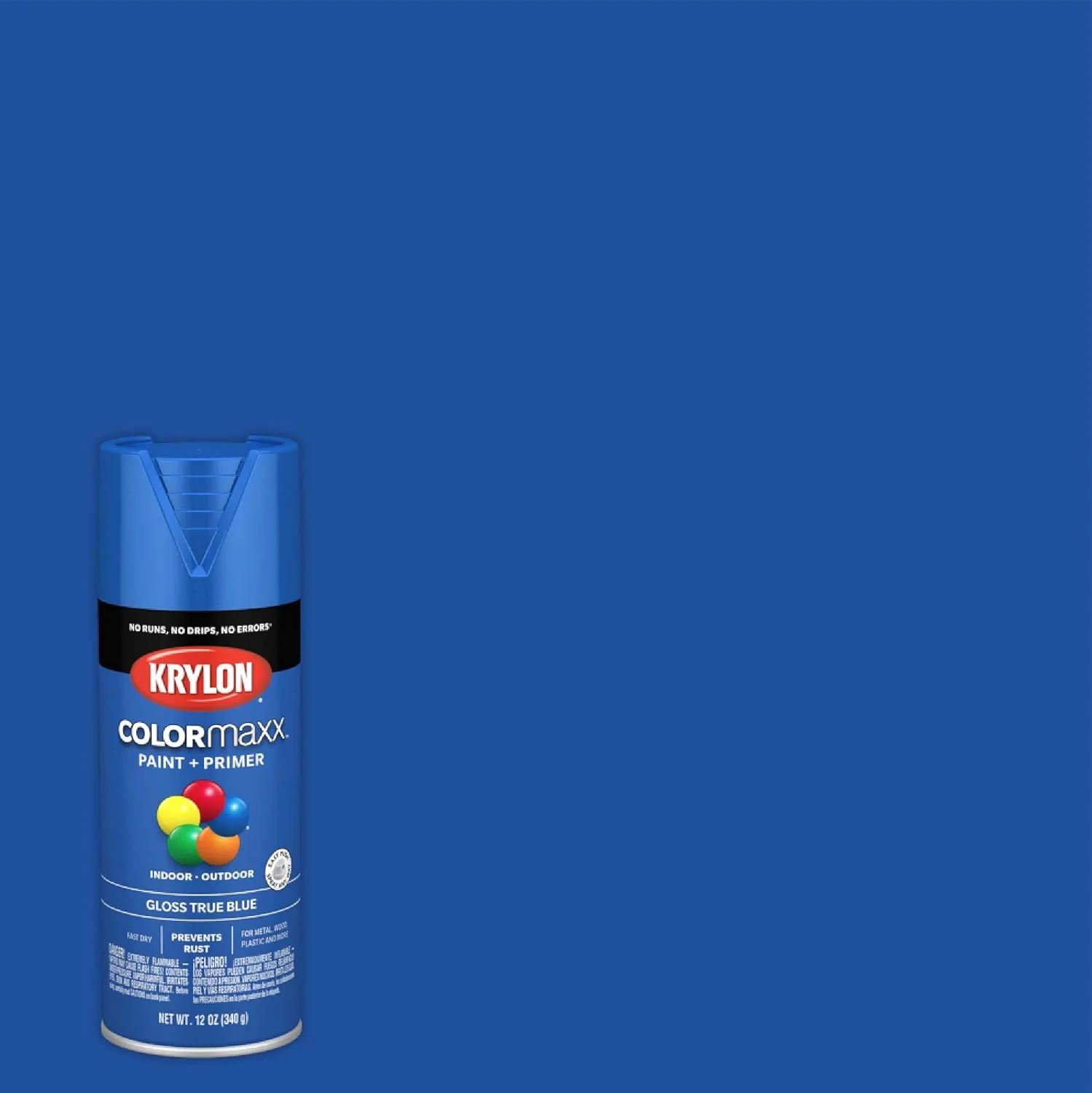 Krylon K05543007 COLORmaxx Spray Paint and Primer for Indoor/Outdoor Use, Gloss True Blue, 12 Ounce (Pack of 1) - Image 2