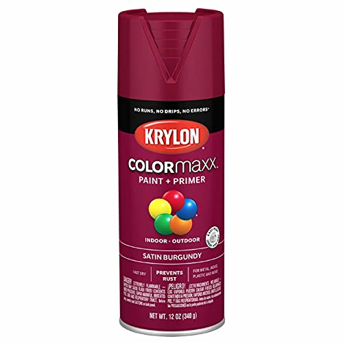 12 oz Krylon K05560007 Burgundy COLORmaxx Paint & Primer Spray Paint, Satin