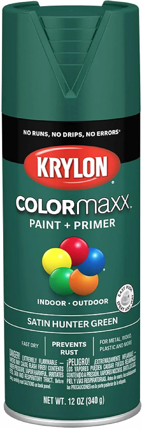 12 oz Krylon K05563007 Hunter Green COLORmaxx Paint & Primer Spray Paint, Satin Hunter Green 12 Ounce (Pack of 1) Satin - Image 2