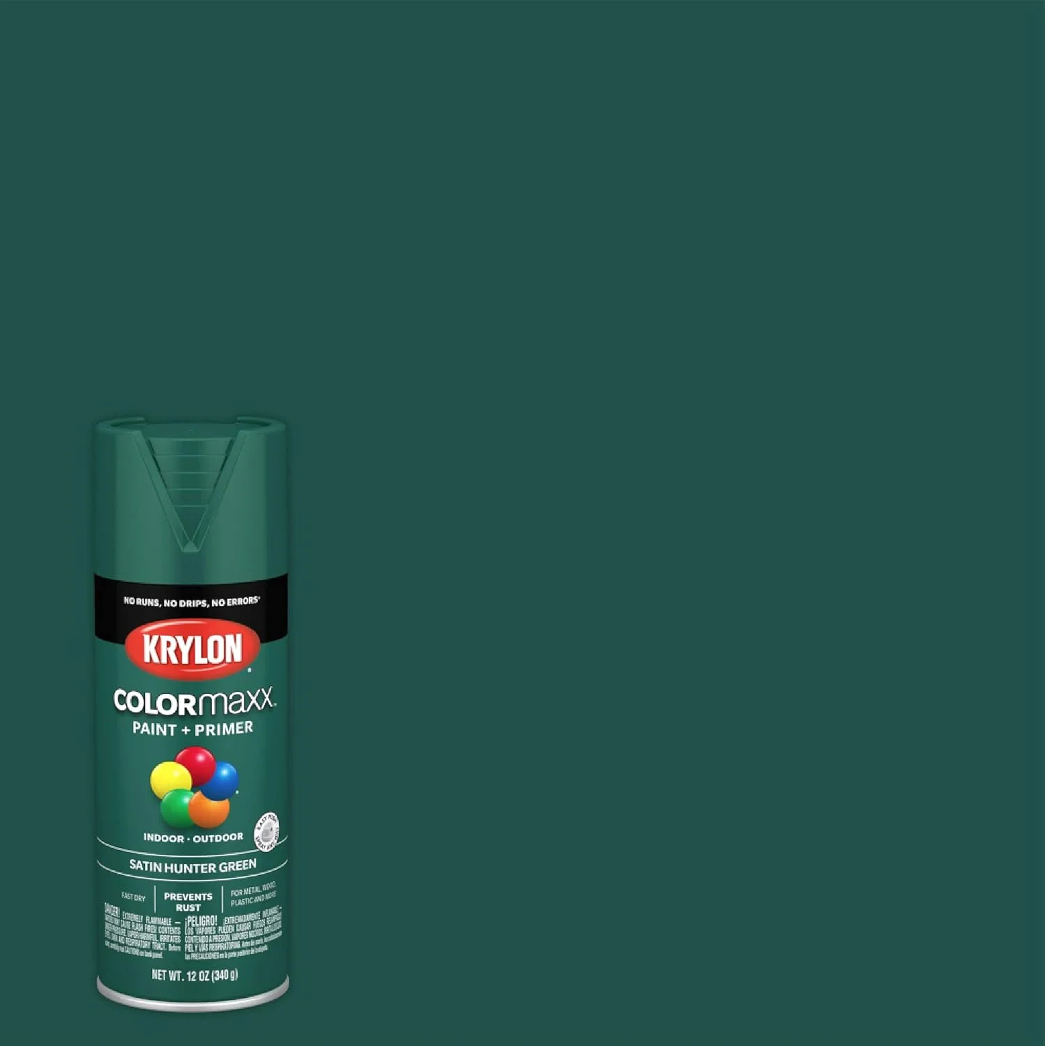 12 oz Krylon K05563007 Hunter Green COLORmaxx Paint & Primer Spray Paint, Satin Hunter Green 12 Ounce (Pack of 1) Satin - Image 3