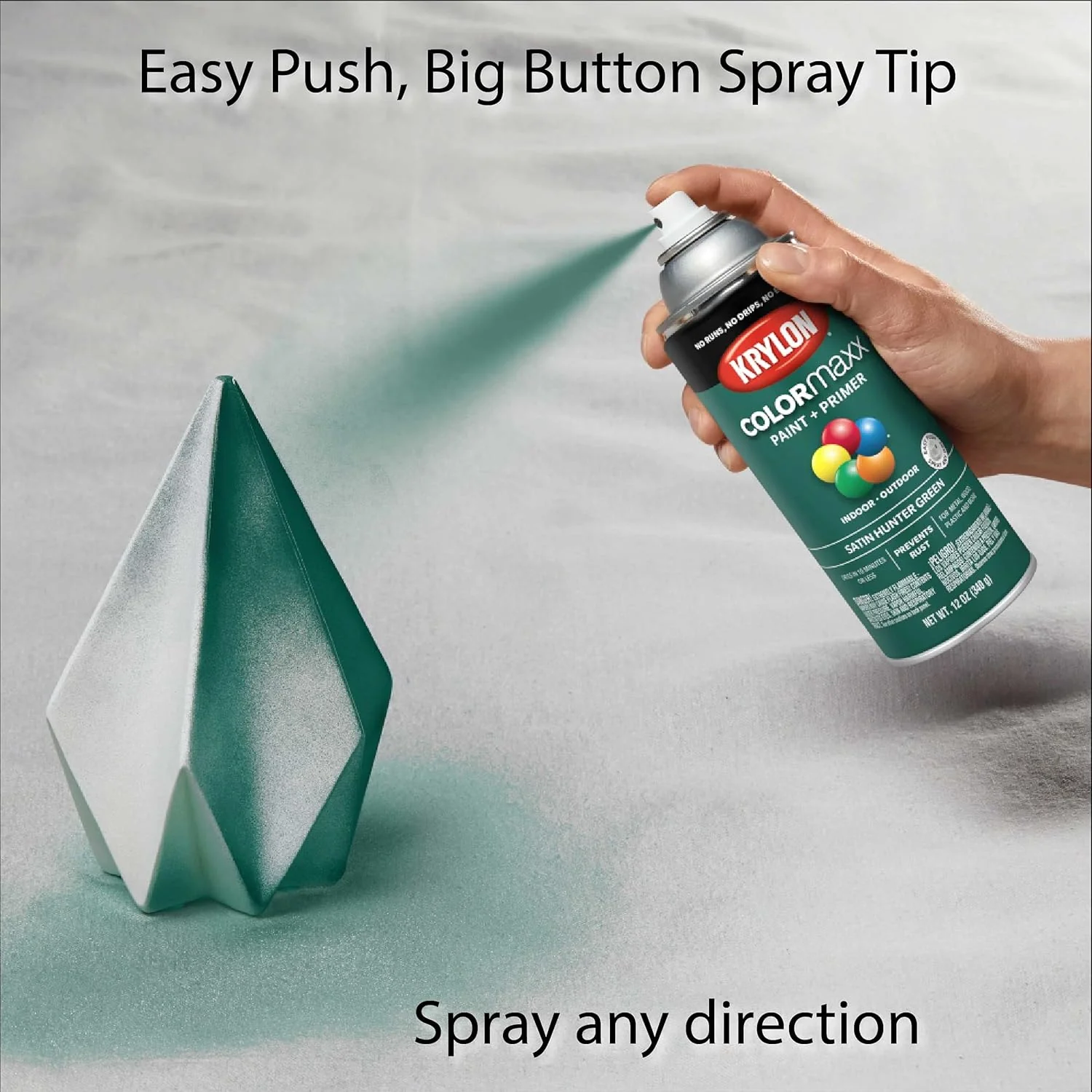 12 oz Krylon K05563007 Hunter Green COLORmaxx Paint & Primer Spray Paint, Satin Hunter Green 12 Ounce (Pack of 1) Satin - Image 7