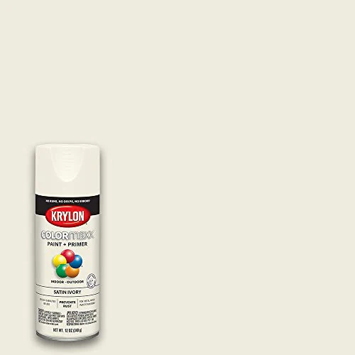 12 oz Krylon K05567007 COLORmaxx Ivory Paint & Primer Spray Paint, Satin