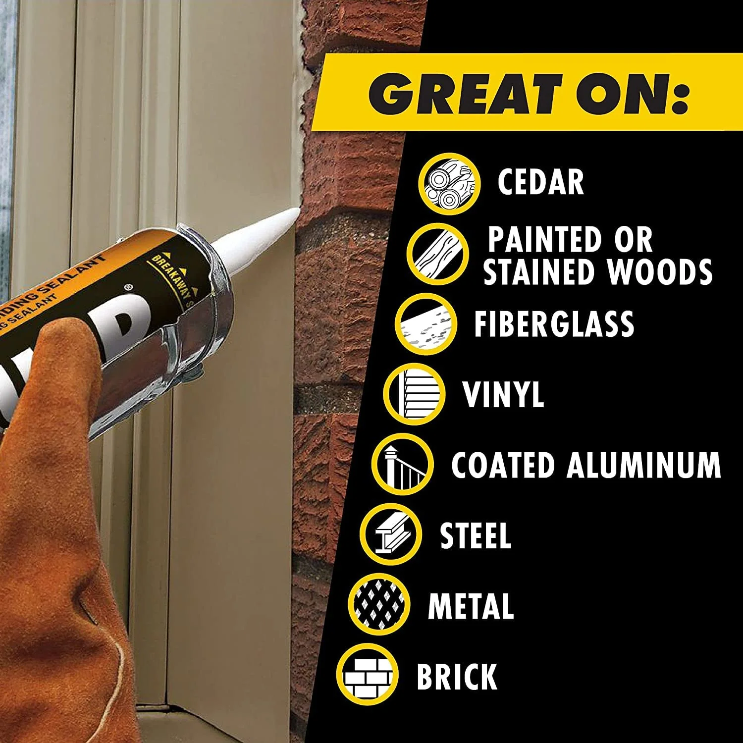 OSI 1642878 Quad White Window, Door, & Siding Sealant, Low VOC, 10 Oz (Pack of 12) - Image 3