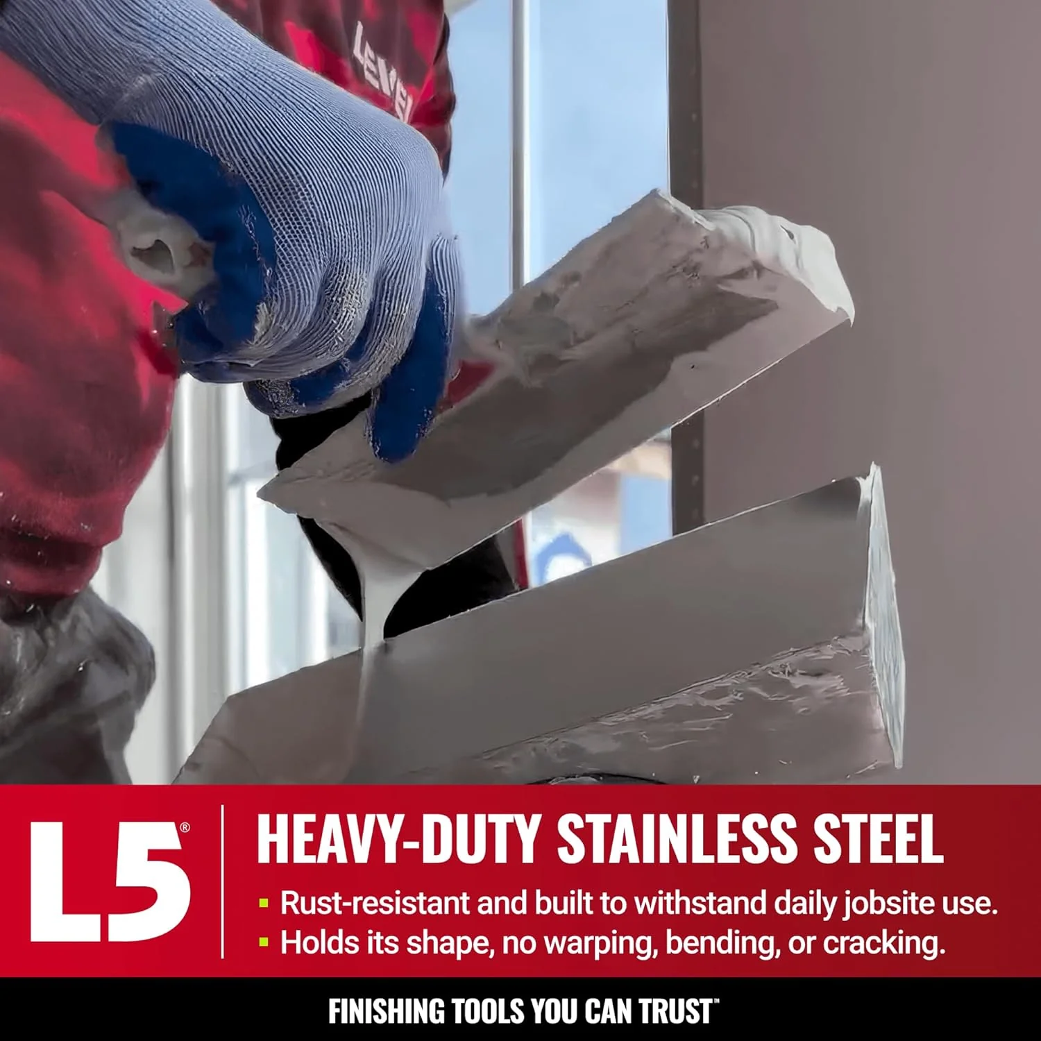 12" Stainless Steel Mud Pan + Ergonomic Contoured Base - LEVEL5 | Pro-Grade | Drywall Masonry Tool Tray Bucket | 5-332 - Image 3