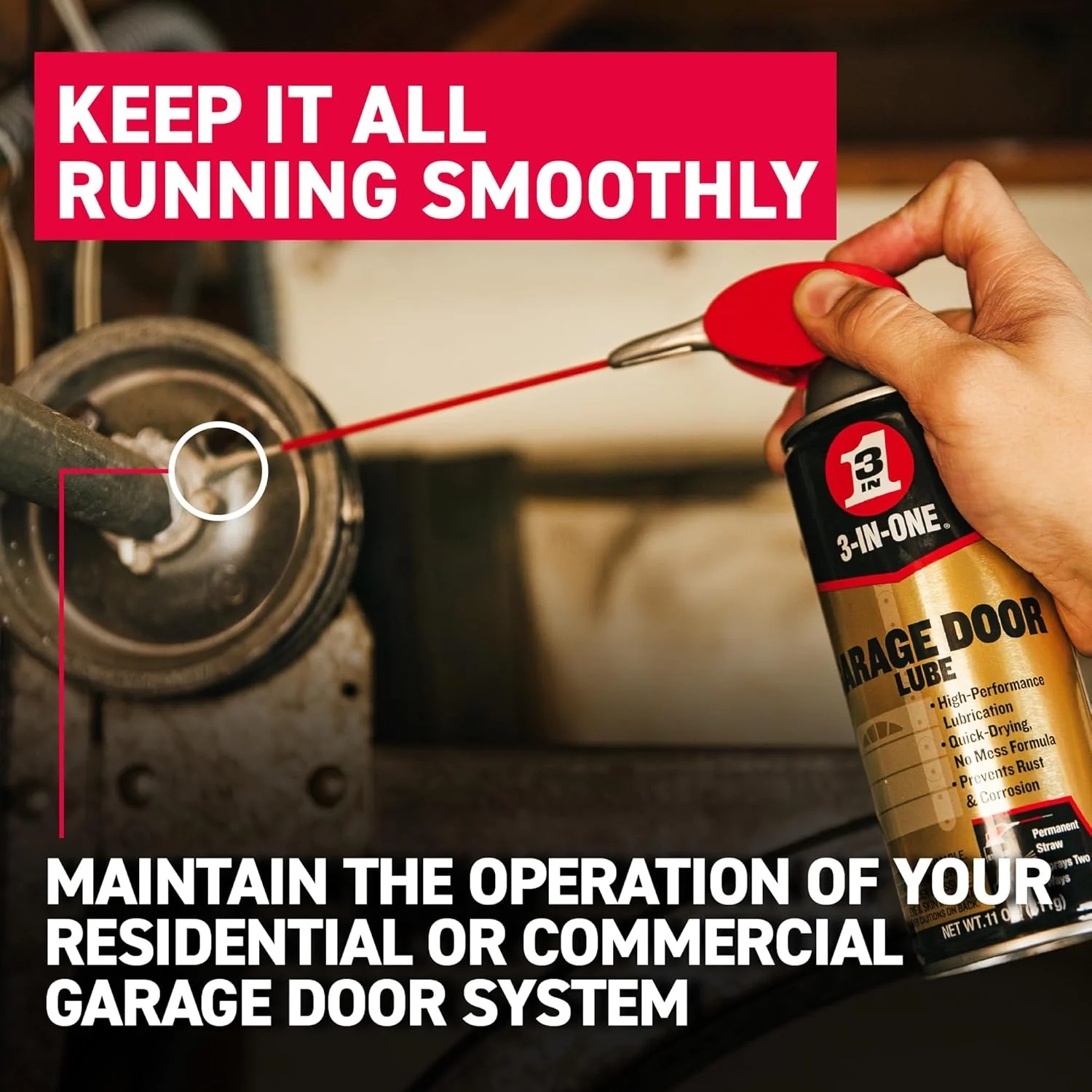 3-IN-ONE 100581 Garage Door Lubricant with Smart Straw Sprays 2 Ways, 11 oz (Pack of 6) - Image 4