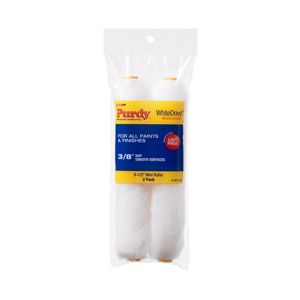 Purdy 140605062 White Dove Mini-Roller Cover, Dralon, 6-1/2" x 3/8" Nap (Pack of 2)