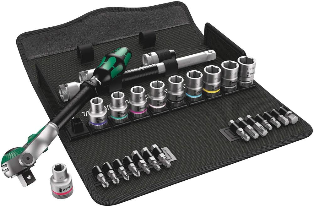 Wera Tools (05004079001) 8100 SC 9 Speed Ratchet Set Imperial 28 PC 1/2" Drive