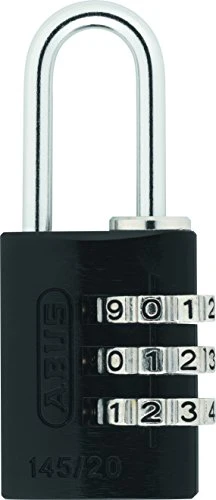 ABUS 145/20 C 20mm Body 3 Dial Resettable Combination Padlock, Black