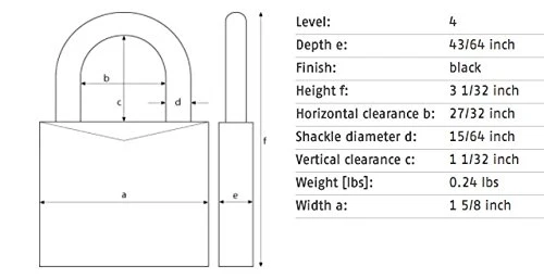 ABUS 145/40 C Aluminum Resettable Combination Padlock, 4 Dial, Black - Image 2