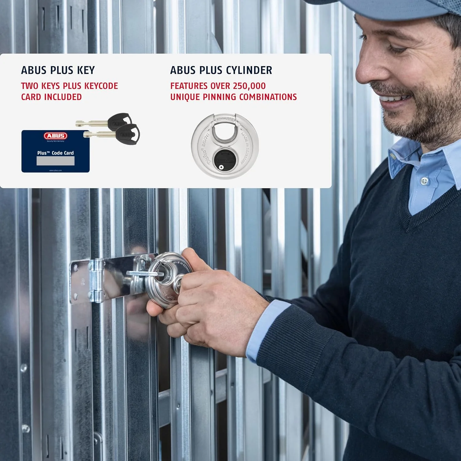 ABUS 20/80 Heavy Duty Diskus Storage Padlock with 2 Keys for Storage, Outdoor, Commercial, 3.16in (80.2mm) Wide, Keyed Different - Image 4