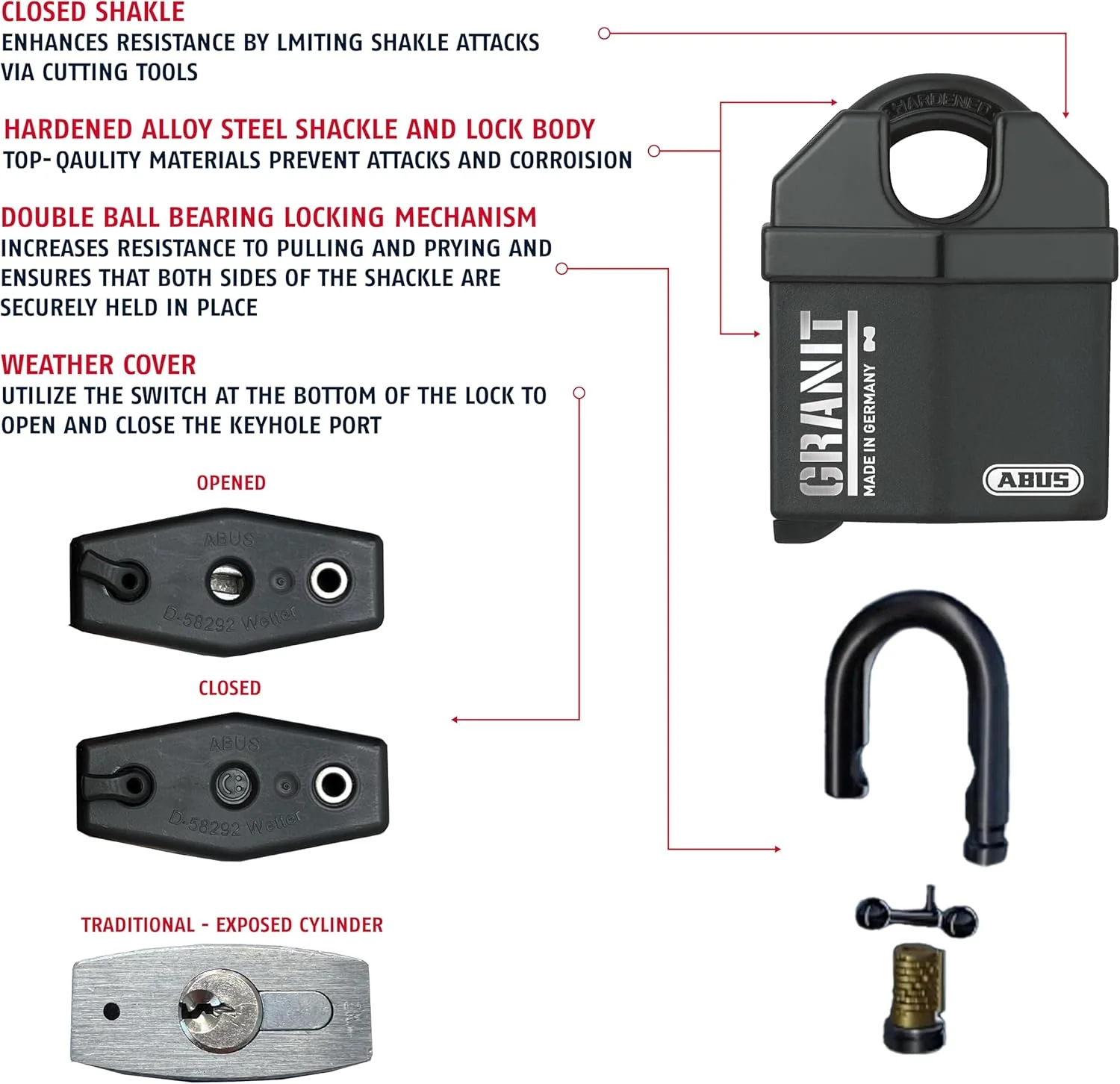 ABUS 37/60 KA Granit Alloy Steel Padlock Keyed Alike, Code 5544653 - Image 4