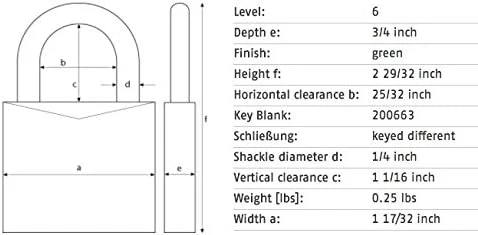 ABUS 72/40 KD Aluminum Safety Padlock Keyed Different Padlock with 1" Shackle, Green - Image 4