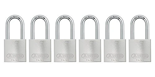 Abus 72HB/40-40 KD 6 Pack 19379 Aluminum Padlock 72 Series, Body width: 1 17/32" Shackle diameter: 1/4" Shackle clearance: 1 17/32", Silver-1.5" Shackle, 6 Piece