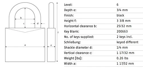Abus 72HB/40-40 KD 6 Pack 19379 Aluminum Padlock 72 Series, Body width: 1 17/32" Shackle diameter: 1/4" Shackle clearance: 1 17/32", Silver-1.5" Shackle, 6 Piece - Image 4