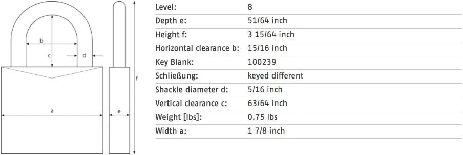 ABUS 83/45-300 S2 Schlage 45mm All Weather Solid Brass Rekeyable Padlock with 1" Shackle, Zero-Bitted - Image 4