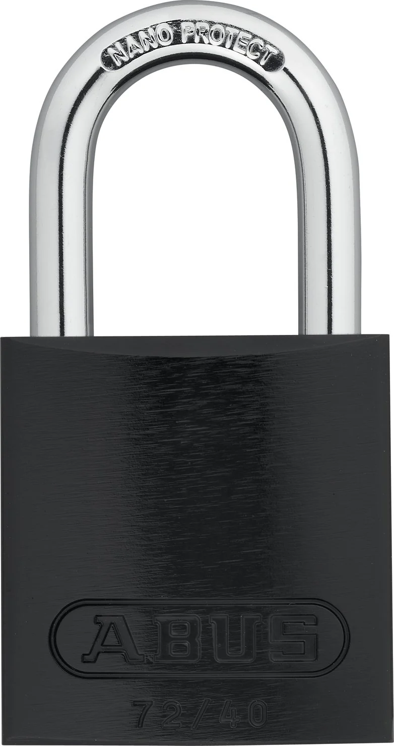 ABUS Black 72/40 Lockout Tagout Padlock w/ 1" Shackle, Single Padlock, Keyed Different, 1 Padlock with 2 Keys