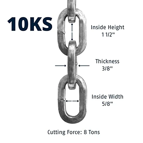 ABUS Hardened Steel 10KS 10 Foot x 3/8" Thick Square Security Chain for Bikes, Containers, Trailers, ATV's, Motorcycles and Personal/Industrial Property - Image 2