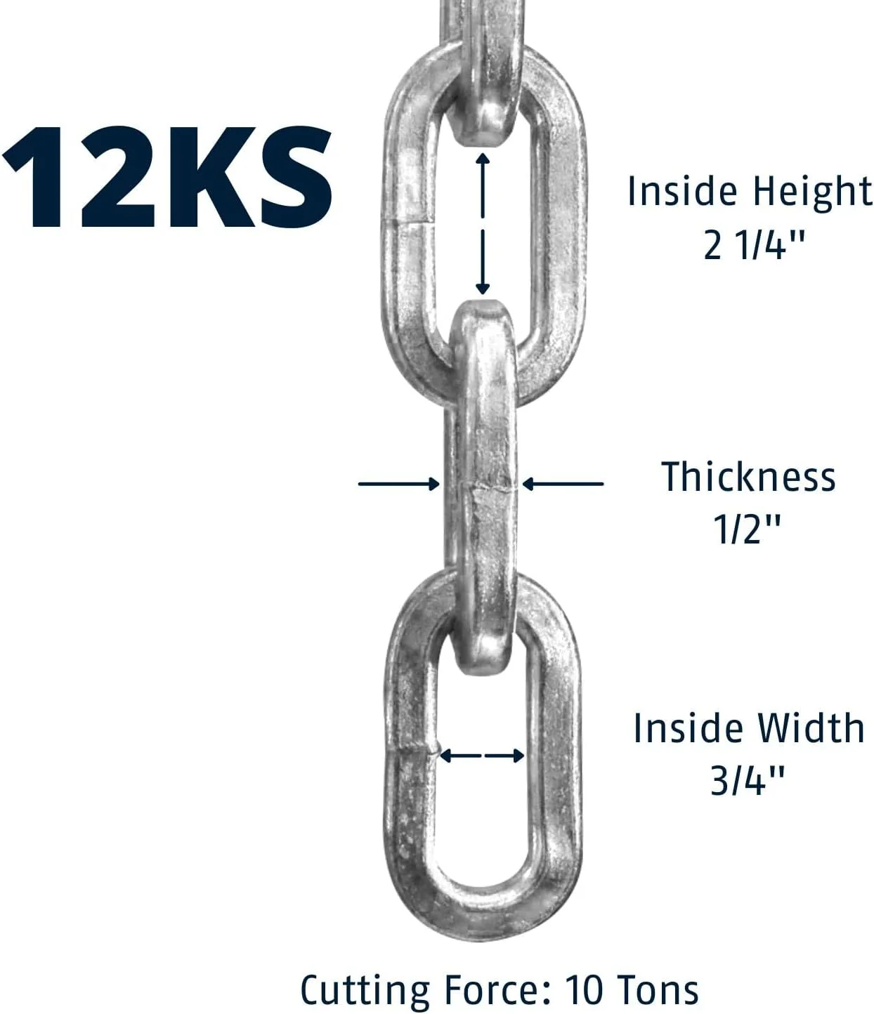 ABUS Hardened Steel 12KS 2 Foot 1/2" Thick Square Security Chain for Bikes, Containers, Trailers, ATV's, Motorcycles and Personal/Industrial Property - Image 3