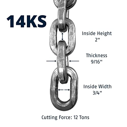 ABUS Hardened Steel 14KS 6 Foot x 9/16" Thick Square Security Chain for Bikes, Containers, Trailers, ATV's, Motorcycles and Personal/Industrial Property - Image 2