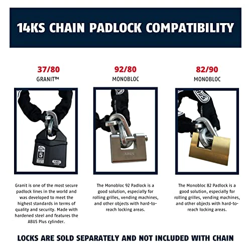 ABUS Hardened Steel 14KS 6 Foot x 9/16" Thick Square Security Chain for Bikes, Containers, Trailers, ATV's, Motorcycles and Personal/Industrial Property - Image 7