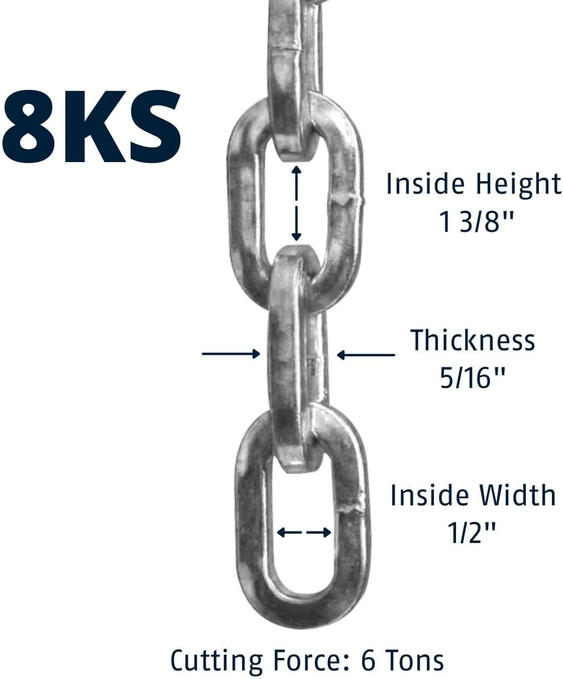 ABUS Hardened Steel 8KS 6 Foot x 5/16" Thick Square Security Chain for Bikes, Containers, Trailers, ATV's, Motorcycles and Personal/Industrial Property 6' 8KS - Image 3