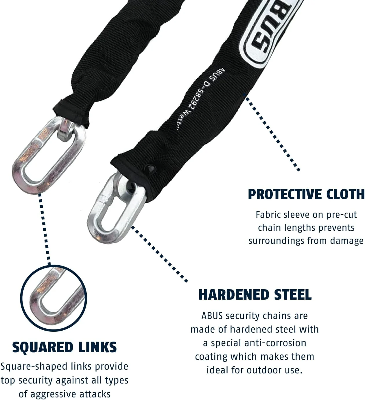 ABUS Hardened Steel 8KS 6 Foot x 5/16" Thick Square Security Chain for Bikes, Containers, Trailers, ATV's, Motorcycles and Personal/Industrial Property 6' 8KS - Image 4