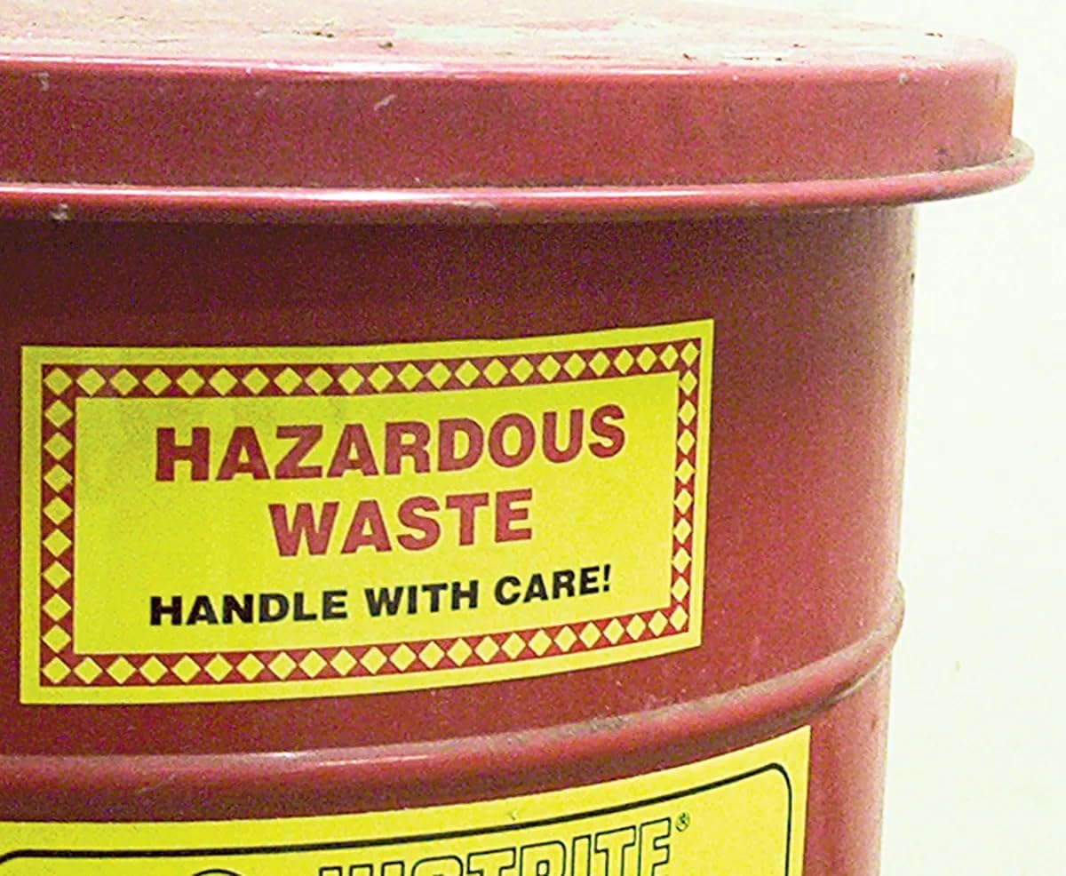 Accuform MHZWCAEVP Hazardous Waste Label, Adhesive-Poly Vinyl, "Hazardous Waste - State and Federal Law Prohibits Improper Disposal. Handle with Care", 6" x 6" (Pack of 25) - Image 3